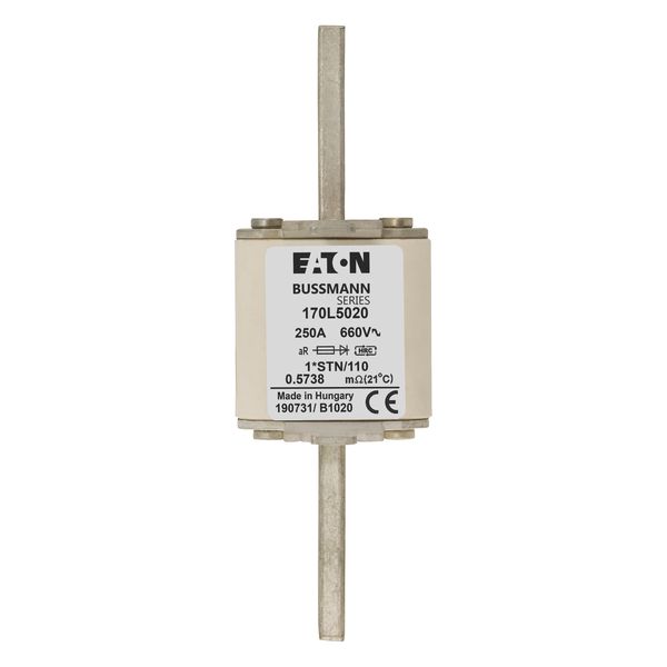 Fuse-link, high speed, 250 A, AC 660 V, compact size 1, 43 x 58 x 140 mm, aR, DIN, IEC, single indicator image 10