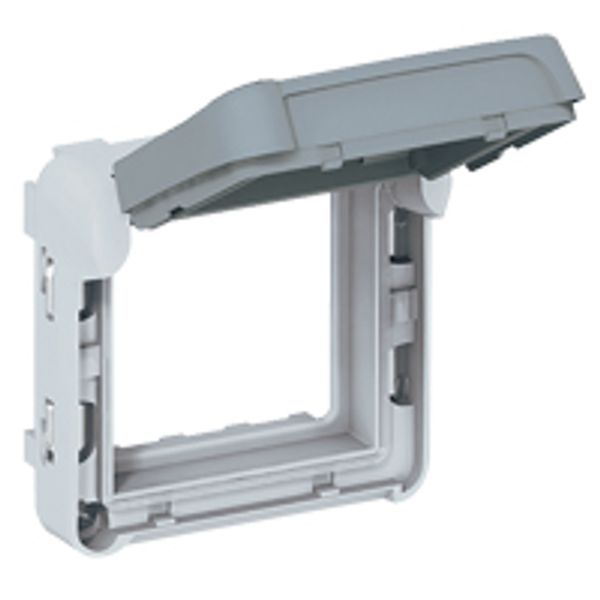 Support frame Plexo 55 - for Mosaic 2 mod - IP 55 - with smoked flap lockable image 1