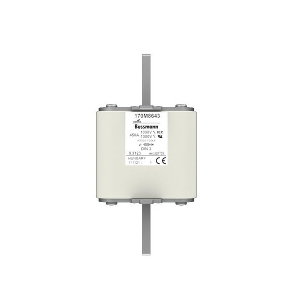 Fuse-link, high speed, 450 A, AC 1000 V, DIN 3, 90 x 75 x 150 mm, aR, DIN, IEC, single indicator image 6