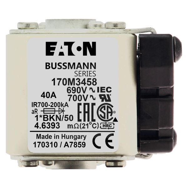 Fuse-link, high speed, 40 A, AC 690 V, compact size 1, 45 x 59 x 51 mm, aR, IEC, UL, single indicator image 18