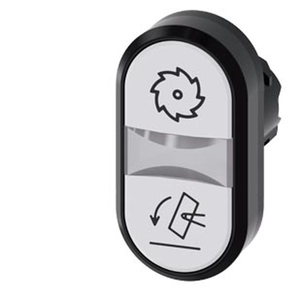 Illuminated twin pushbutton, 22 mm, round, plastic, white: Symbol circular 3SU1001-3AB66-0AP0-Z X90 image 1