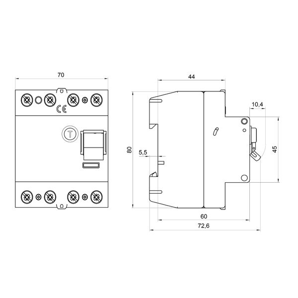 Residual current circuit breaker 63A, 4-pole, 30mA, type AC image 4