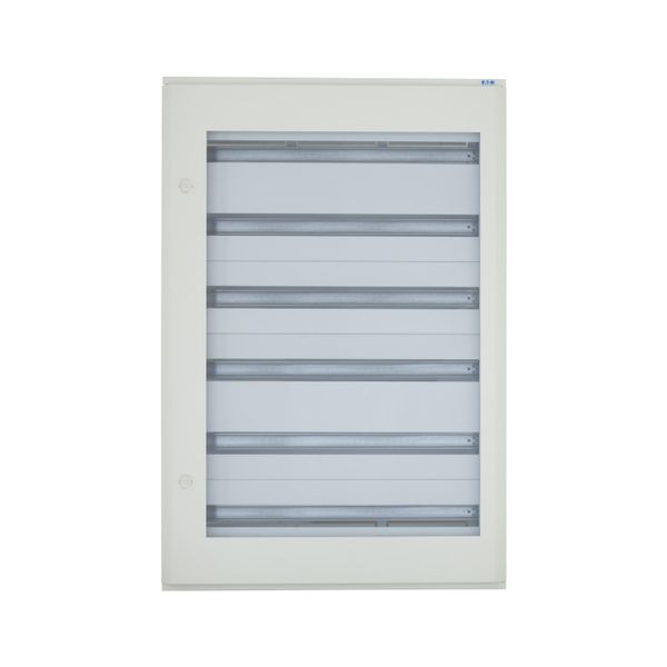 Complete surface-mounted flat distribution board with window, white, 33 SU per row, 6 rows, type C image 7