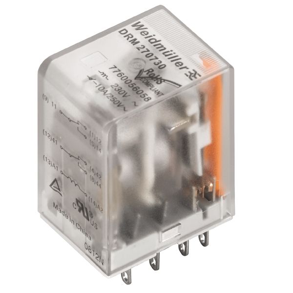 Relay, Number of contacts: 4, CO contact, AgNi flash gold-plated, Rated control voltage: 24 V DC, Continuous current: 5 A, Plug-in connection image 1