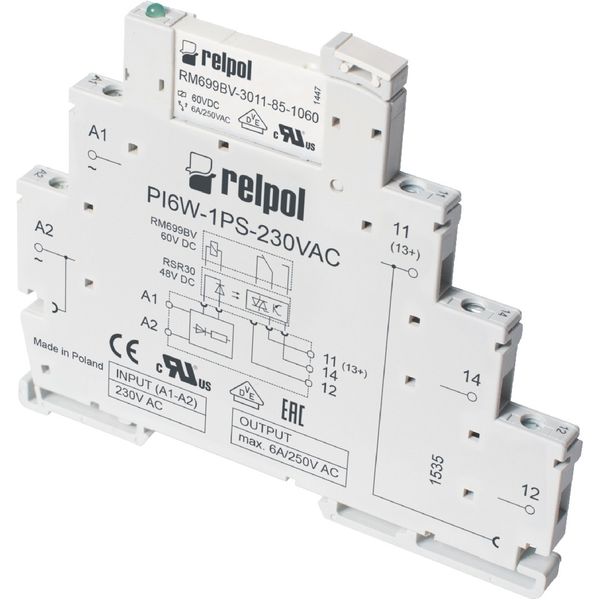 Interface relays PIR6W-1PS-24VAC/DC-R (SZARE) image 1