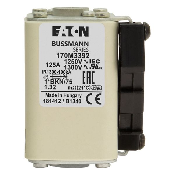 Fuse-link, high speed, 125 A, AC 1250 V, compact size 1, 45 x 59 x 75 mm, aR, IEC, UL, single indicator image 17