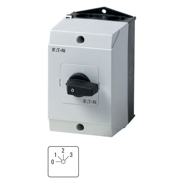 step switch for heating, T3, 32 A, surface mounting, 2 contact unit(s), Contacts: 4, 45 °, maintained, With 0 (Off) position, 0-3, Design number 8316 image 1
