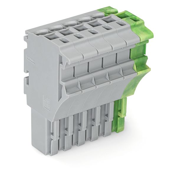 1-conductor female connector Push-in CAGE CLAMP® 4 mm² gray, green-yel image 1