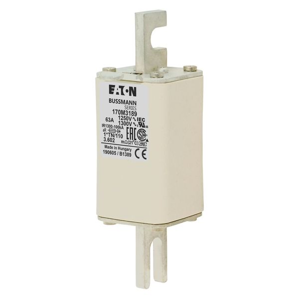 Fuse-link, high speed, 63 A, AC 1250 V, compact size 1, 45 x 58 x 138 mm, aR, DIN, IEC, type T indicator image 6