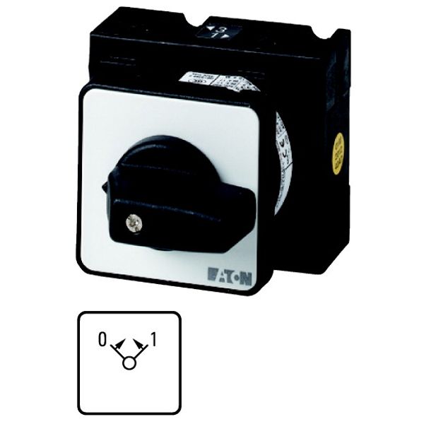 ON-OFF button, T0, 20 A, center mounting, 1 contact unit(s), Contacts: 2, Spring-return in positions 0 and 1, 45 °, momentary, 0> image 1