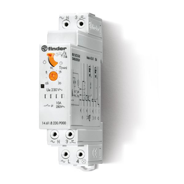 Elec.staircase timer 3 fun. 17,5mm.1NO 10A/AC, 230VAC, push in (14.61.8.230.P000) image 2