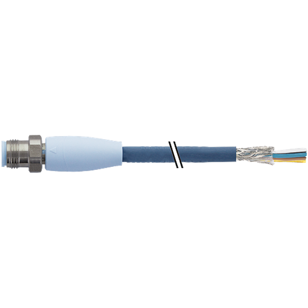 M12 male 0° D with cable F&B Pro TPE 4xAWG22 sh. bu UL rob+dragch 1.5m image 1