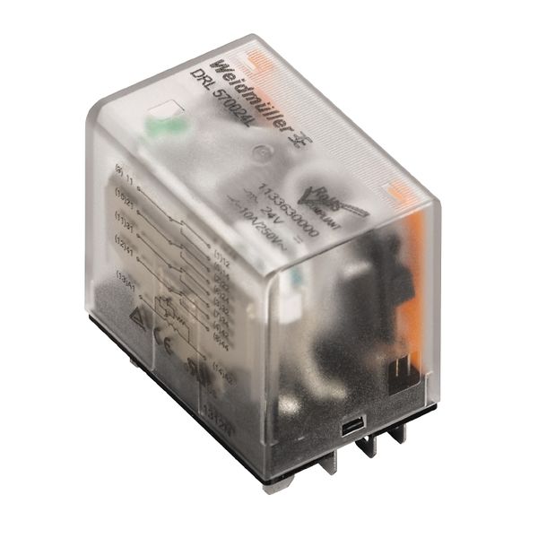Miniature power relay, 24 V DC, Green LED, 4 CO contact (AgSnO) , 250  image 1