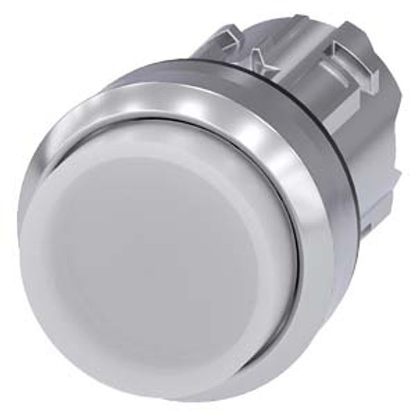 Illuminated pushbutton, 22 mm, round, metal, shiny, white, pushbutton, raised, momentary contact type,  3SU1051-0BB60-0AA0-Z Y15 image 1