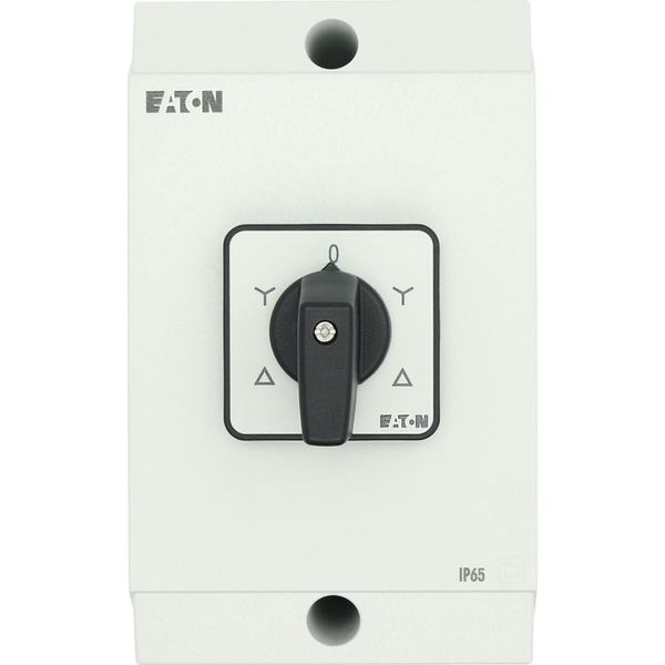 Reversing star-delta switches, T3, 32 A, surface mounting, 5 contact unit(s), Contacts: 10, 60 °, maintained, With 0 (Off) position, D-Y-0-Y-D, Design image 50