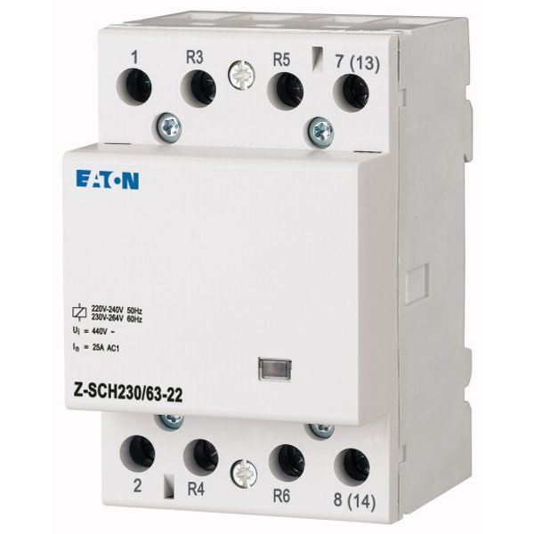 Installation contactor, 230VAC/50Hz, 2N/O+2N/C, 63A, 3HP image 1