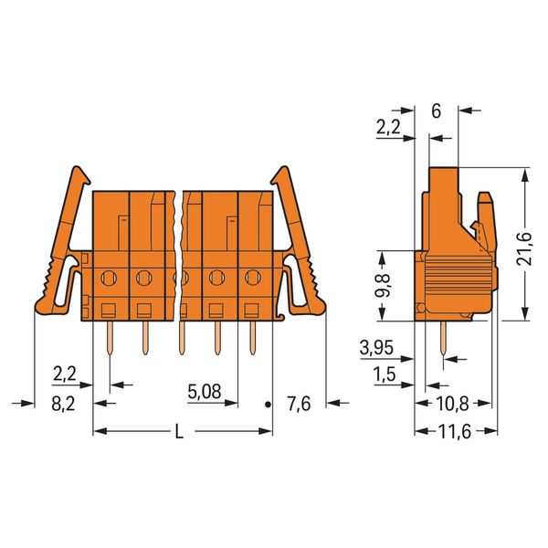 THT female header straight Pin spacing 5.08 mm orange image 4