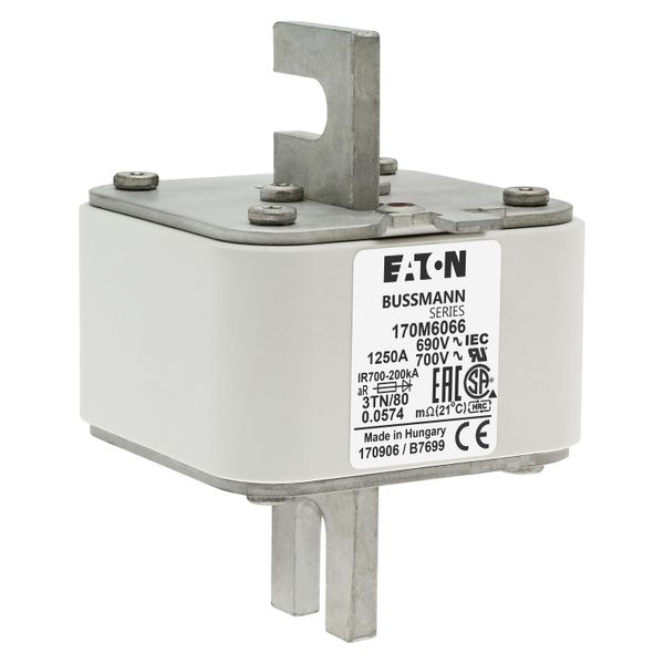 Fuse-link, high speed, 1250 A, AC 690 V, DIN 3, 76 x 90 x 109 mm, aR, DIN, IEC, single indicator image 18