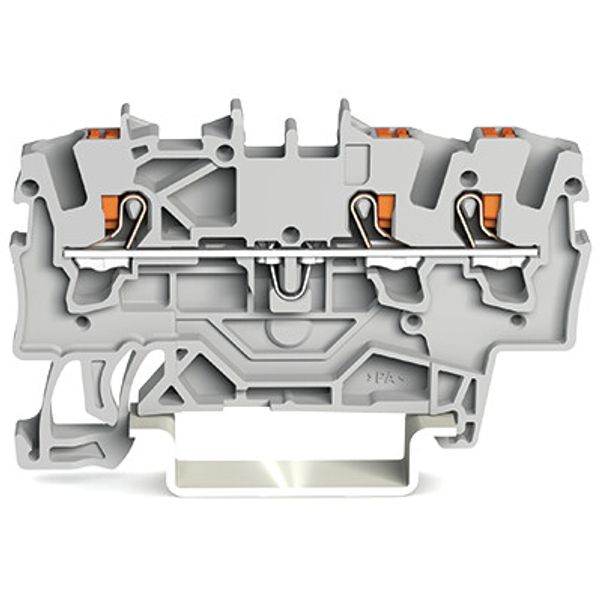 3-conductor through terminal block with push-button 1.5 mm² gray image 2