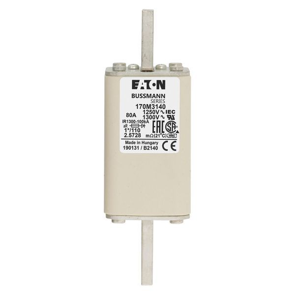 Fuse-link, high speed, 80 A, AC 1250 V, compact size 1, 45 x 45 x 138 mm, aR, DIN, IEC, single indicator image 12