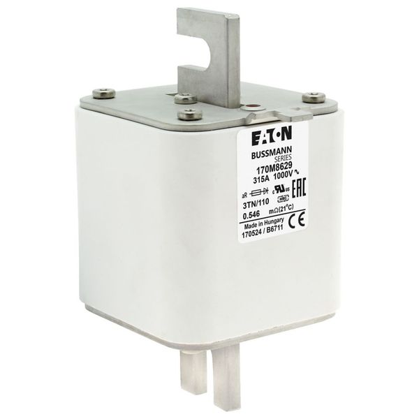 Fuse-link, high speed, 315 A, AC 1000 V, DIN 3, 74 x 90 x 139 mm, aR, DIN, IEC, single indicator image 10