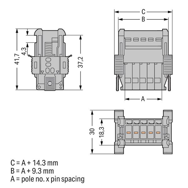 1-conductor male connector CAGE CLAMP® 4 mm² gray image 1