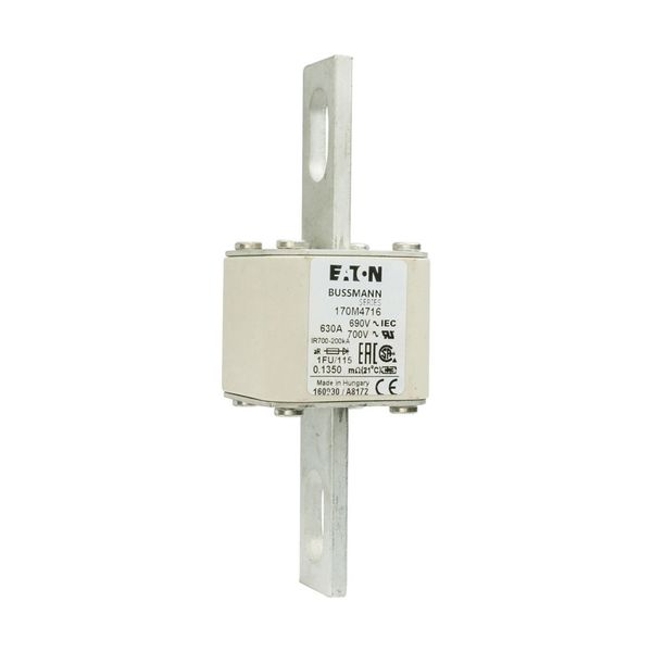 Fuse-link, high speed, 630 A, AC 690 V, size 1, 53 x 69 x 136 mm, aR, IEC, UL, no indicator, 115 mm centers image 15