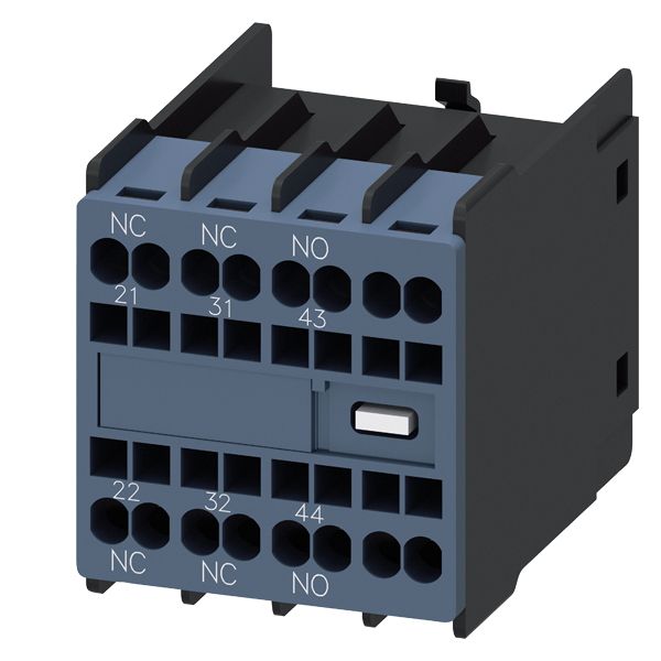 Auxiliary switch, front, 1 NO + 2 NC, current path 1 NC, 1 NO, 1 NO, spring-loaded terminals image 1