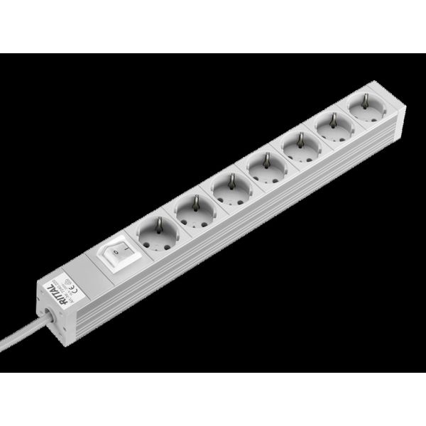 DK Socket strip, CEE 7/3 (type F), 7-way, 250 V, 16 A, LHD: 482,6x44x44 mm image 2