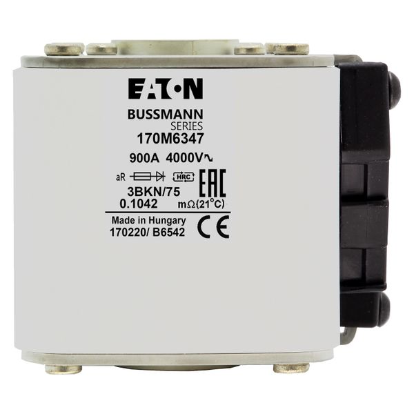 Fuse-link, high speed, 900 A, AC 1000 V, size 3, 76 x 92 x 76 mm, aR, IEC, UL, single indicator image 18