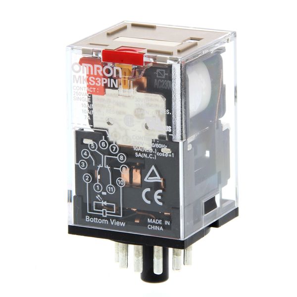 Relay, plug-in, 11-pin, 3PDT, 10 A, mech & LED indicator, test button MKSN8519B image 1