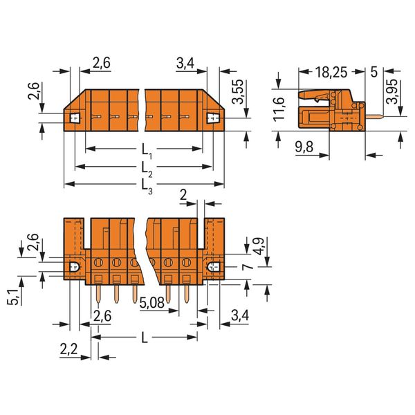 THT female header straight Pin spacing 5.08 mm orange image 4