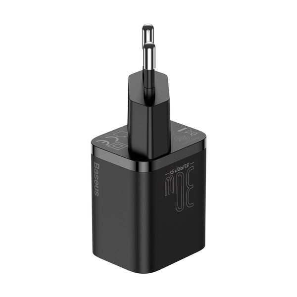 Wall Quick Charger Super Si 30W USB-C QC3.0 PD, Black image 3