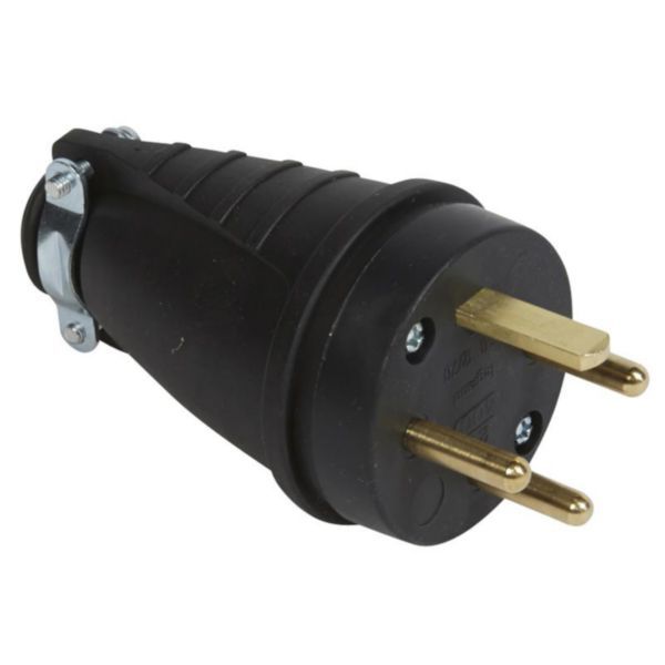 Male plug with earth - rubber - 20A - 4 pins image 1