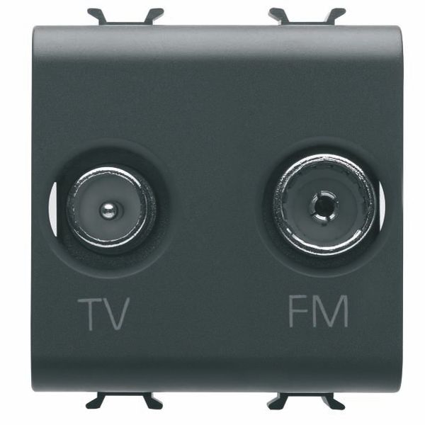 SOCKET-OUTLET TV-FM - DIRECT - 2 MODULES - SATIN BLACK - CHORUSMART image 2