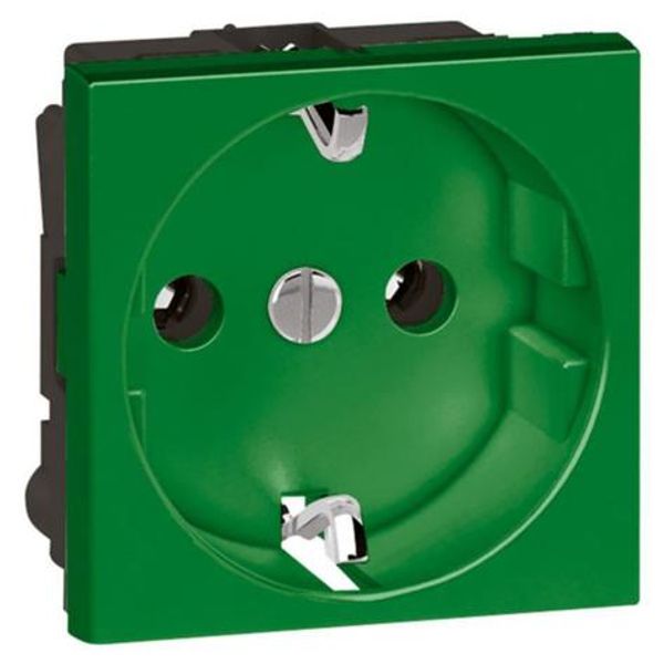 Socket Arteor - German - 16 A - 2P+E shuttered - 2 modules - green image 1