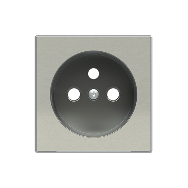 8587.9 AI Flat cover plate for French socket outlet - Stainless Steel Socket outlet Central cover plate Stainless steel - Sky Niessen image 1