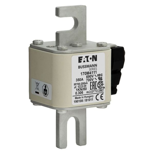 Fuse-link, high speed, 350 A, AC 690 V, DIN 1, 53 x 69 x 108 mm, aR, DIN, IEC, single indicator image 9