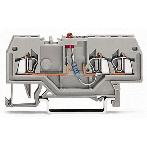 Component terminal block 3-conductor LED (red) gray image 1