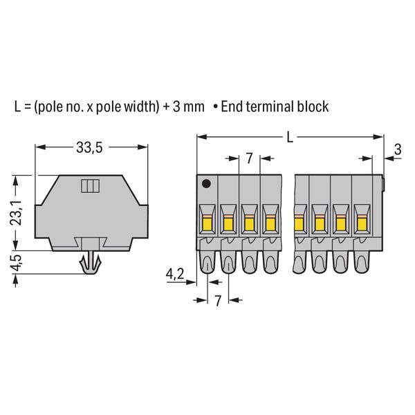 2-conductor terminal strip without push-buttons with snap-in mounting image 1