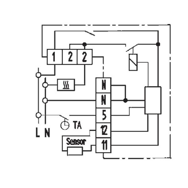 Underfloor controller AC 230V, scale 1...6 (=10...60C), 1NO contact, 16A, on/off, lamp heat. Load interruption according to EN 50559 image 4