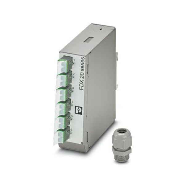 DIN rail splice box 6x E2000® duplex OS2 APC, fully mounted ready to splice image 1