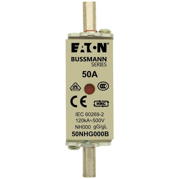 Fuse-link, LV, 50 A, AC 500 V, NH000, gL/gG, IEC, dual indicator, live gripping lugs image 6