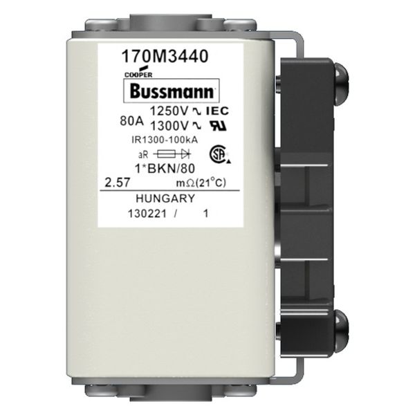 Fuse-link, high speed, 80 A, AC 1250 V, compact size 1, 45 x 59 x 81 mm, aR, IEC, UL, single indicator image 13