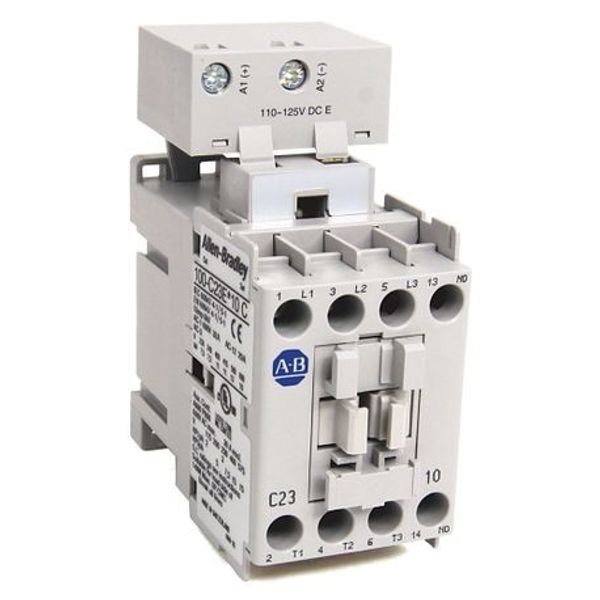 Allen-Bradley 100-C23EA400 100-C IEC Contactor, 220-250V DC Electronic Coil, Screw Terminals, Line Side, 23A, 4 N.O. 0 N.C. Main Contact Configuration image 1