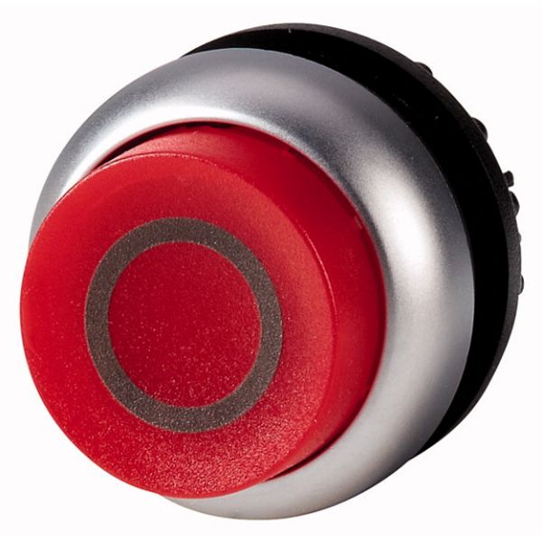 Illuminated pushbutton actuator, RMQ-Titan, Extended, momentary, red, inscribed, Bezel: titanium image 1