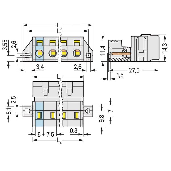 1-conductor male connector CAGE CLAMP® 2.5 mm² light gray image 3