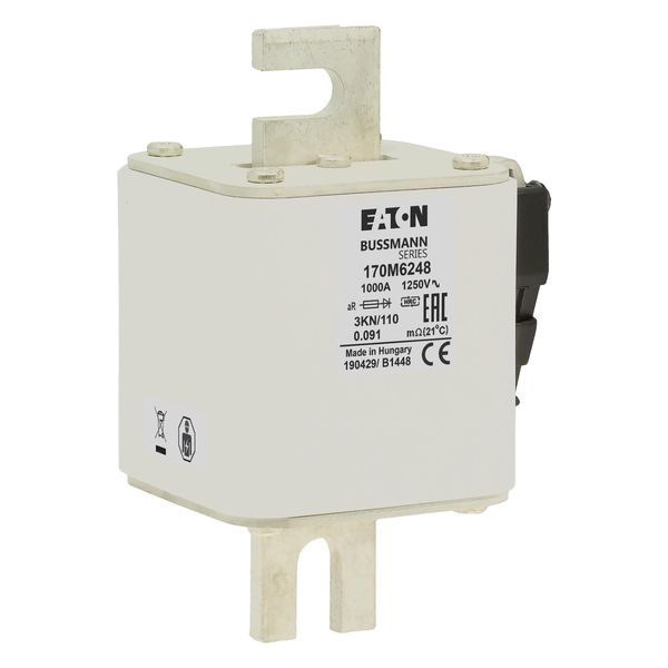 Fuse-link, high speed, 1000 A, AC 1250 V, size 3, 76 x 92 x 139 mm, aR, DIN, IEC, single indicator image 20