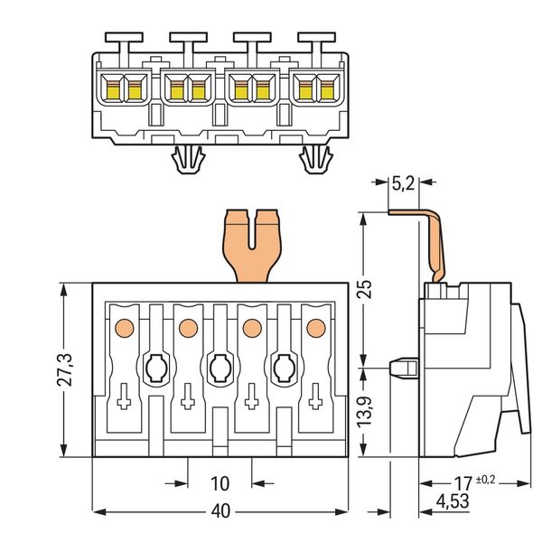 Lighting connector push-button, external with snap-in ground contact w image 5