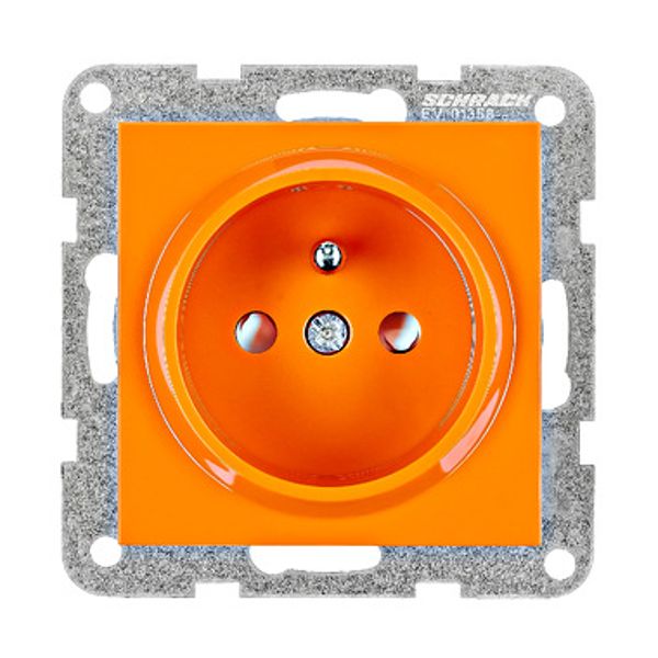 Pin socket outlet with safety shutter, screw clamps, orange image 1